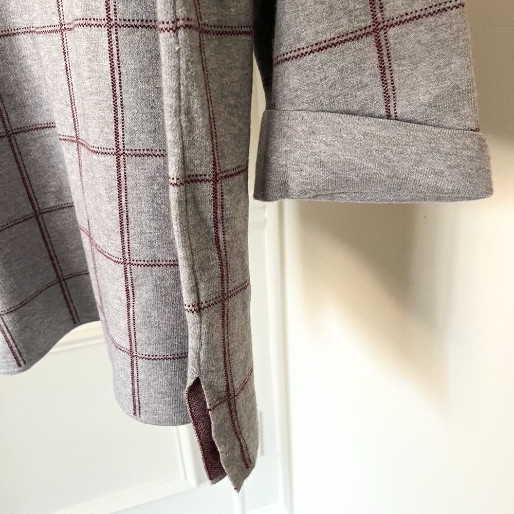 NWT TAHARI Pullover Plaid Knit Sweater Top 3/4 Sleeves Tunic Grey Red Women’s 1X - Picture 6 of 13